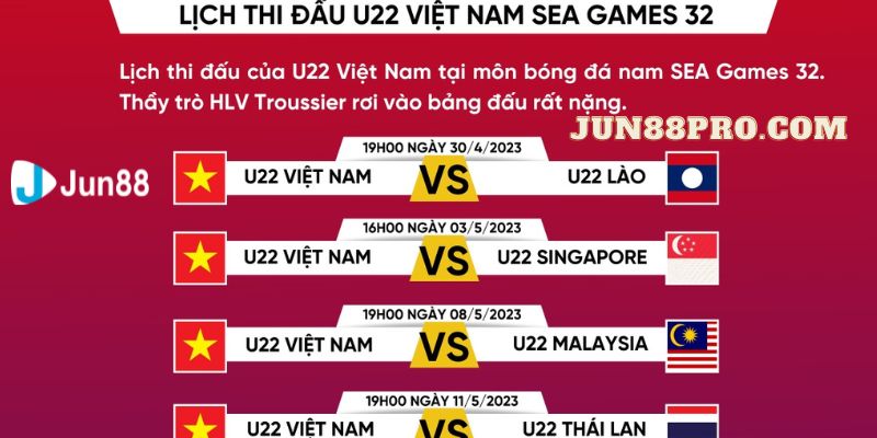 lịch thi đấu seagame 32 bóng đá nam